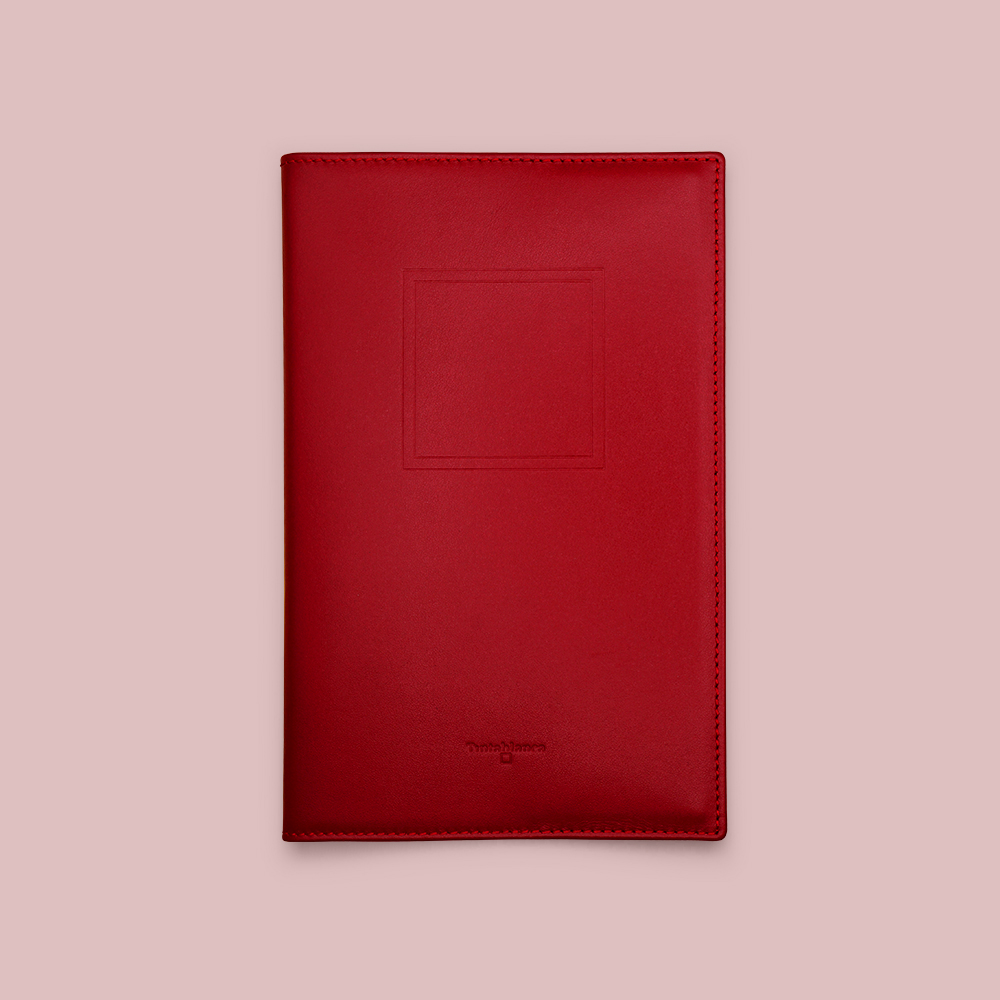 Cuaderno clásico con funda de piel rojo - Tintablanca